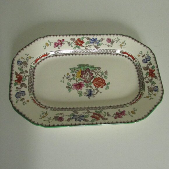 Vintage 10.5" oblong serving plate, Chinese Rose, Copeland Spode, SMALL CHIP - Picture 7 of 16